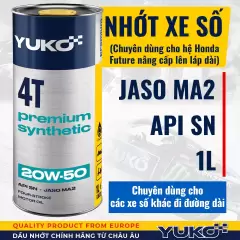 Yuko Premium Synthetic 20W-50 1L - Nhớt Tổng Hợp Nhập Châu Âu