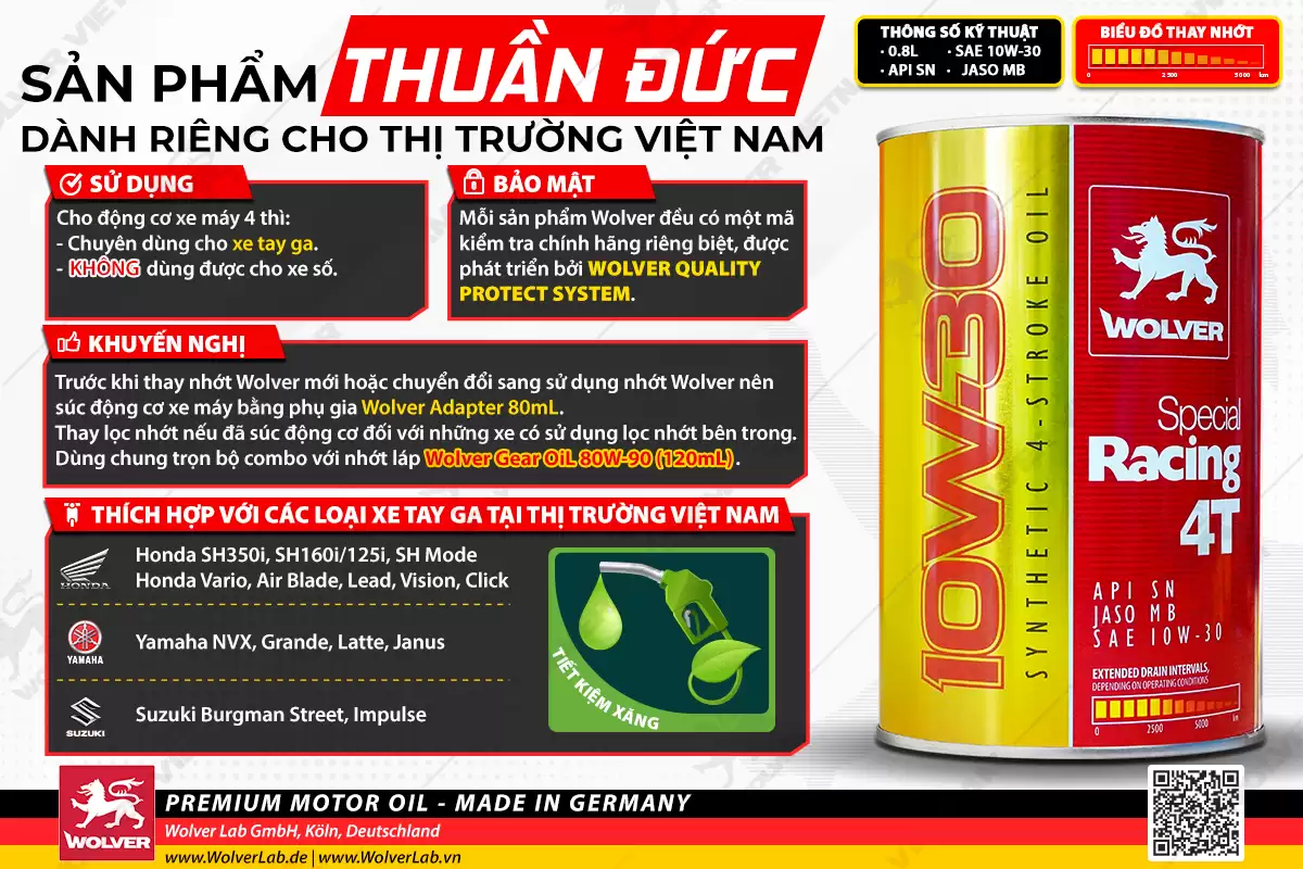 Wolver Special Racing 10W-30 0.8L - Nhớt Chuyên Dùng Cho Xe Tay Ga - Ảnh minh họa 6