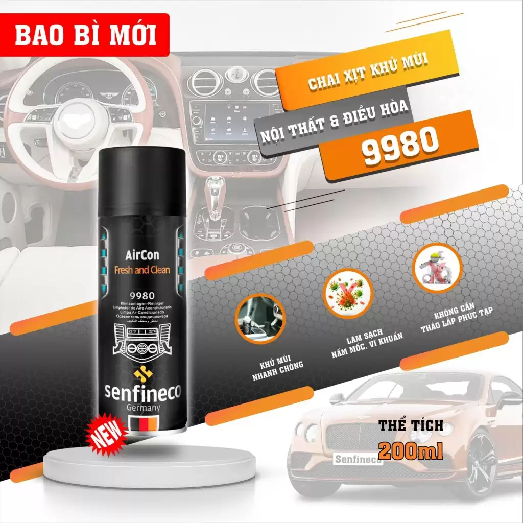 Senfineco 9980 - Dung Dịch Khử Mùi, Kháng Khuẩn Dàn Lạnh 250ml - Ảnh minh họa 2